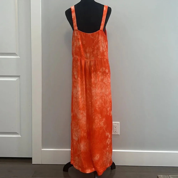 RAQUEL ALLEGRA Orange Tie-Dye V-Neck Midi Dress size 2 (Medium) - Picture 8 of 13